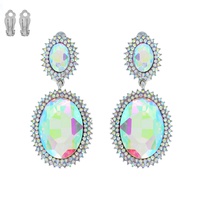 STARBURST DOUBLE OVAL HALO CRYSTAL EARRINGS
