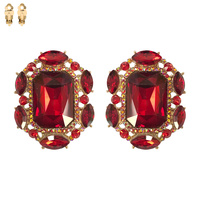 OCTAGONAL VICTORIAN CRYSTAL CLIP ON  EARRINGS