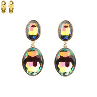 Two Dangly Oval Gem Earrings