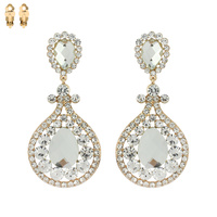 ABSTRACT GEM STONE CLIP EARRING