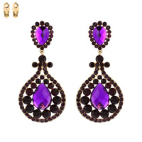 ABSTRACT GEM STONE CLIP EARRING