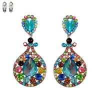 ABSTRACT GEM STONE CLIP EARRING