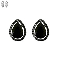 CRYSTAL RHINESTONE TEARDROP CUT HALO CLIP-ON EARRINGS