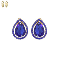 CRYSTAL RHINESTONE TEARDROP CUT HALO CLIP-ON EARRINGS