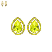 CRYSTAL RHINESTONE TEARDROP CUT HALO CLIP-ON EARRINGS
