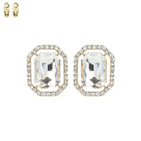 RADIANT CUT OCTAGONAL FRAME HALO CLIP ON EARRINGS
