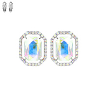 RADIANT CUT OCTAGONAL FRAME HALO CLIP ON EARRINGS