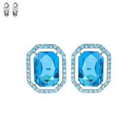 RADIANT CUT OCTAGONAL FRAME HALO CLIP ON EARRINGS