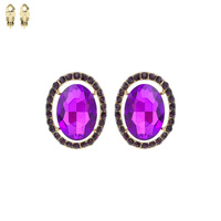 CRYSTAL GEMSTONE OVAL CUT HALO CLIP-ON EARRINGS