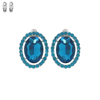 CRYSTAL GEMSTONE OVAL CUT HALO CLIP-ON EARRINGS
