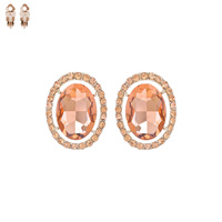CRYSTAL GEMSTONE OVAL CUT HALO CLIP-ON EARRINGS