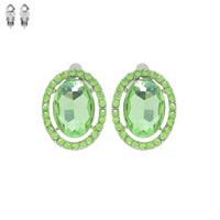 CRYSTAL GEMSTONE OVAL CUT HALO CLIP-ON EARRINGS