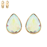 Teardrop Gem Clip Earrings