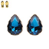 Teardrop Gem Clip Earrings