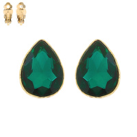Teardrop Gem Clip Earrings
