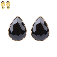 Teardrop Gem Clip Earrings