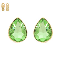 TEARDROP SHAPED CRYSTAL CLIP ON DROP EARRINGS