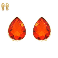 TEARDROP SHAPED CRYSTAL CLIP ON DROP EARRINGS