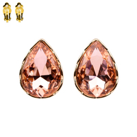 Teardrop Gem Clip Earrings