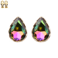 Teardrop Gem Clip Earrings