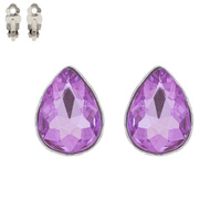 Teardrop Gem Clip Earrings