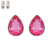 Teardrop Gem Clip Earrings