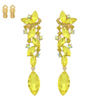 BUTTERFLY PETAL CLUSTER CRYSTAL CLIP-ON EARRINGS