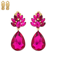 TRIANGLE CLUSTER TEARDROP STONE CLIP EARRING