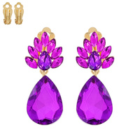 TRIANGLE CLUSTER TEARDROP STONE CLIP EARRING