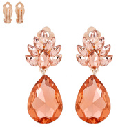 TRIANGLE CLUSTER TEARDROP STONE CLIP EARRING