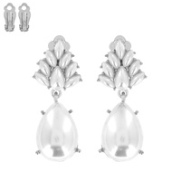 TRIANGLE CLUSTER TEARDROP STONE CLIP EARRING