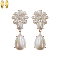 STONE CLUSTER TEARDROP CLIP EARRING