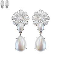 STONE CLUSTER TEARDROP CLIP EARRING