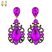CHANDELIER STONE CLIP EARRING