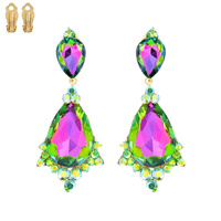 TEARDROP GLAS STONE CLIP EARRING