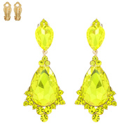 TEARDROP GLAS STONE CLIP EARRING