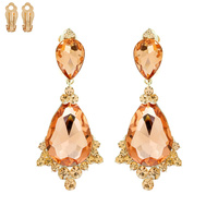 TEARDROP GLAS STONE CLIP EARRING