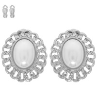 PEARL BEZELED CLIP ON EARRINGS