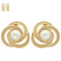 PEARL INTERLOCK CLIP ON EARRINGS