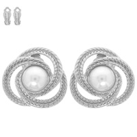 PEARL INTERLOCK CLIP ON EARRINGS
