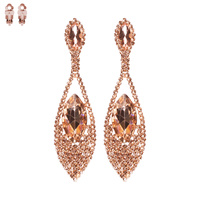 NAVY V SHAPE STONE EARRINGS W/CLIP