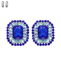 CRYSTAL RHINESTONE OCTAGON CUT HALO CLIP-ON EARRINGS