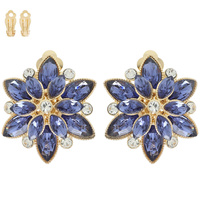 MULTI-CUT CRYSTAL FLOWER CLIP-ON EARRINGS