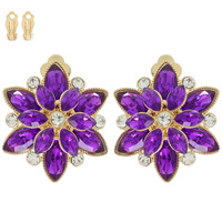 MULTI-CUT CRYSTAL FLOWER CLIP-ON EARRINGS