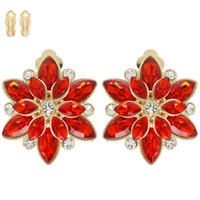 MULTI-CUT CRYSTAL FLOWER CLIP-ON EARRINGS