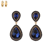 Dangly Teardrop Gem Clip Earrings