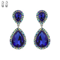 Dangly Teardrop Gem Clip Earrings