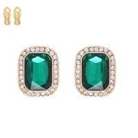 CRYSTAL OCTAGON CUT HALO  CLIP-ON EARRINGS