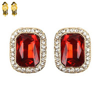 CRYSTAL OCTAGON CUT HALO  CLIP-ON EARRINGS