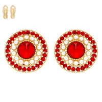 CRYSTAL RHINESTONE PAVE PEARL CLIP-ON EARRING
